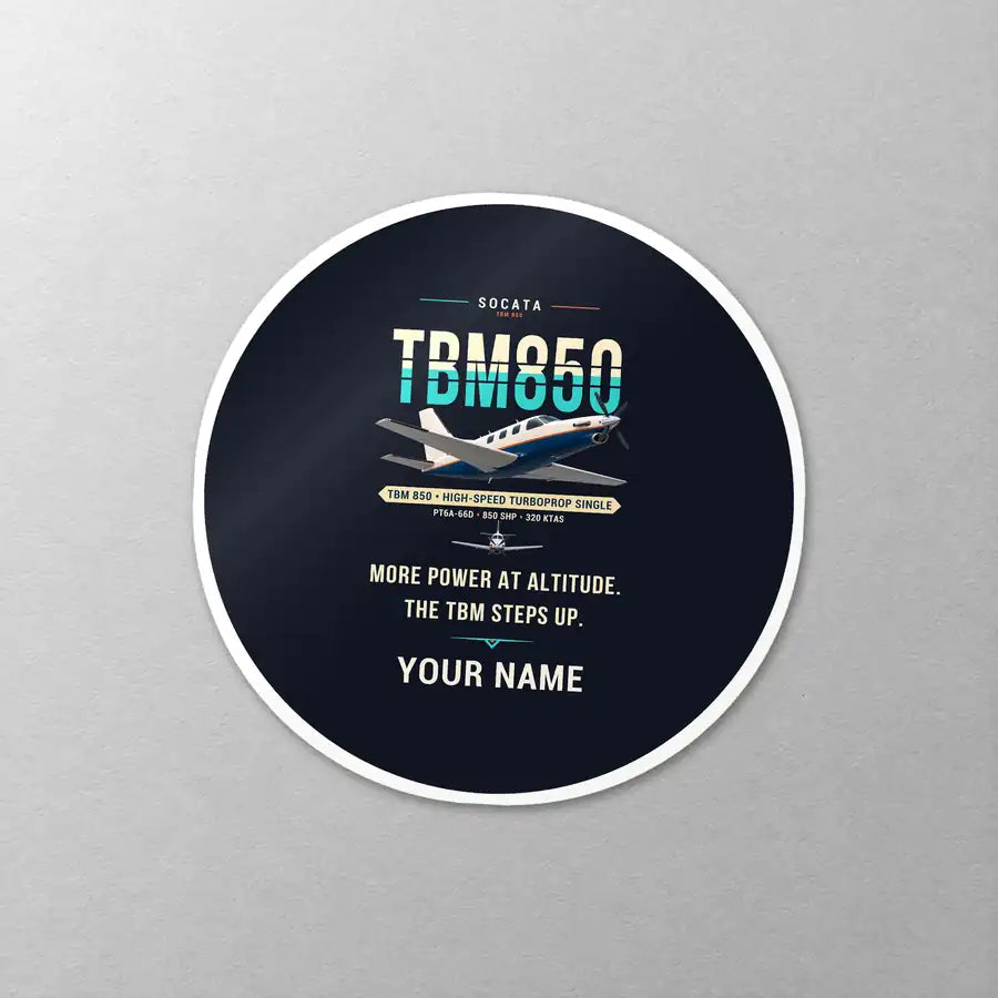 Socata TBM 850 - Original + Name - Circle Sticker - Close-up