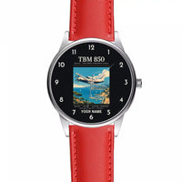 Thumbnail for Socata TBM 850 - Poster + Name - Leather Strap - Red Leather Strap