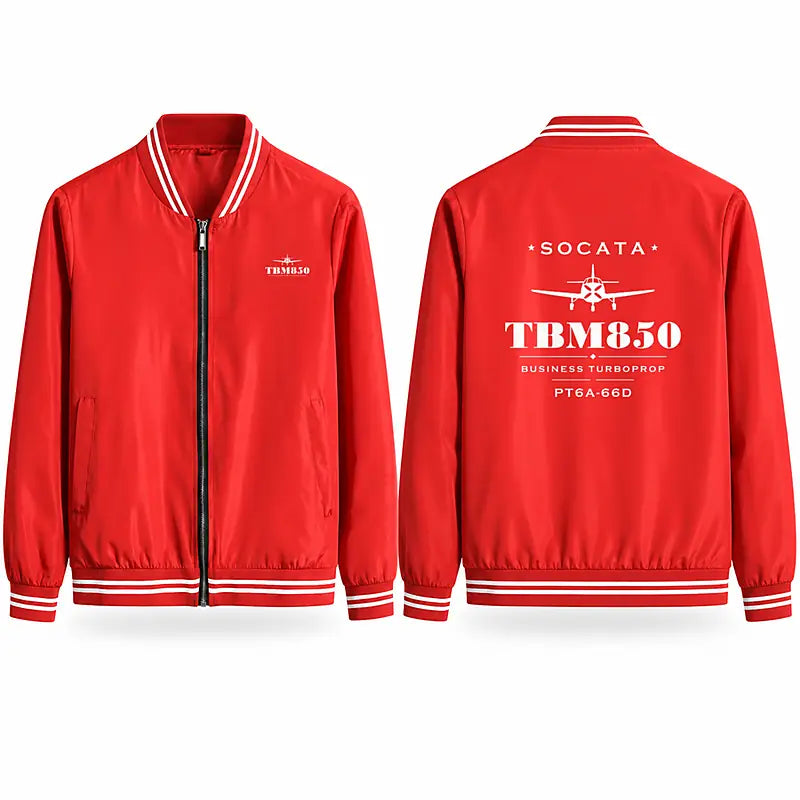 Socata TBM 850 Stylish Jackets - Baseball Collar - Heritage - Red