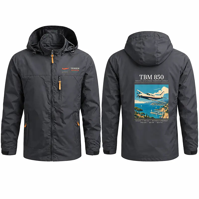 Socata TBM 850 Stylish Jackets - Hooded Windbreaker - Poster - Charcoal