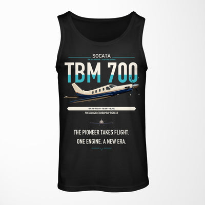 Socata TBM 700 design on black tank top