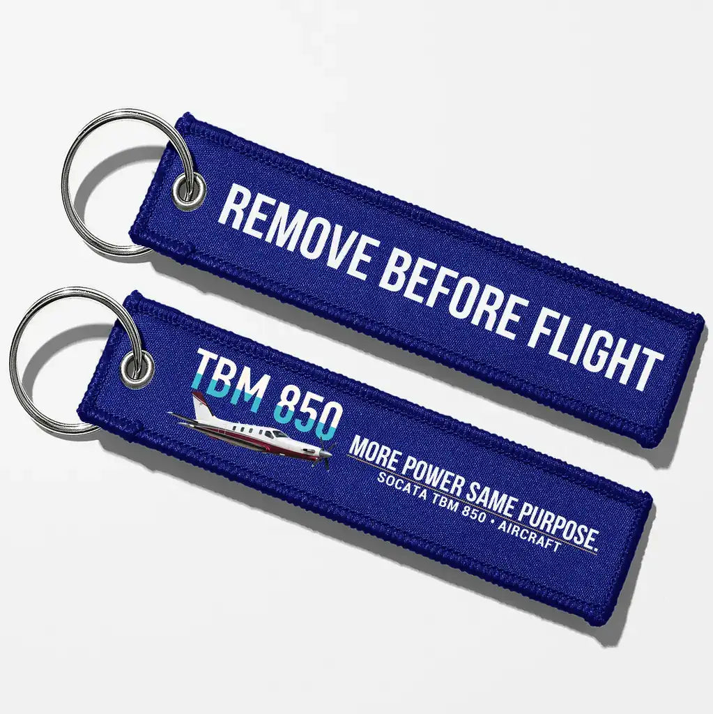 Socata TBM 850 Aviator Key Chains - Blue - Remove Before Flight