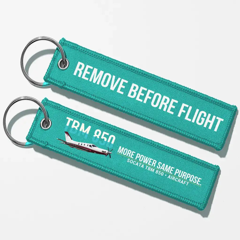 Socata TBM 850 Aviator Key Chains - Turquoise - Remove Before Flight