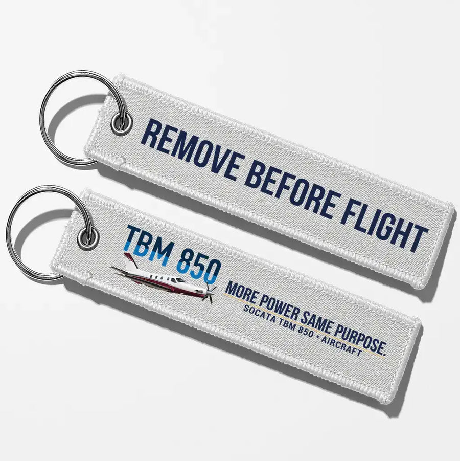 Socata TBM 850 Aviator Key Chains - White - Remove Before Flight