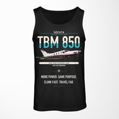 Socata TBM 850 design on black tank top