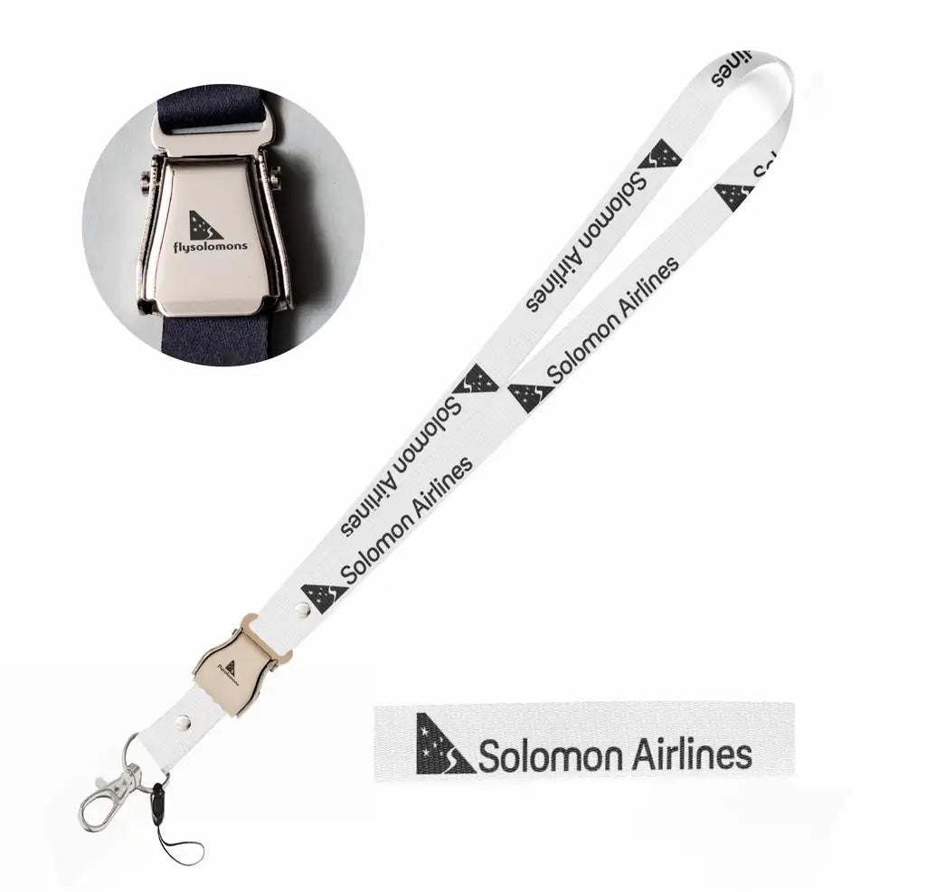Solomon Airlines seat belt lanyard - white