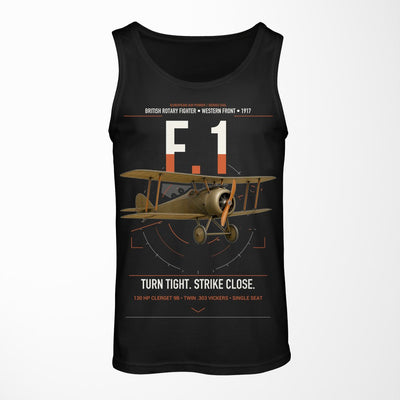 Sopwith Camel F.1 design on black tank top