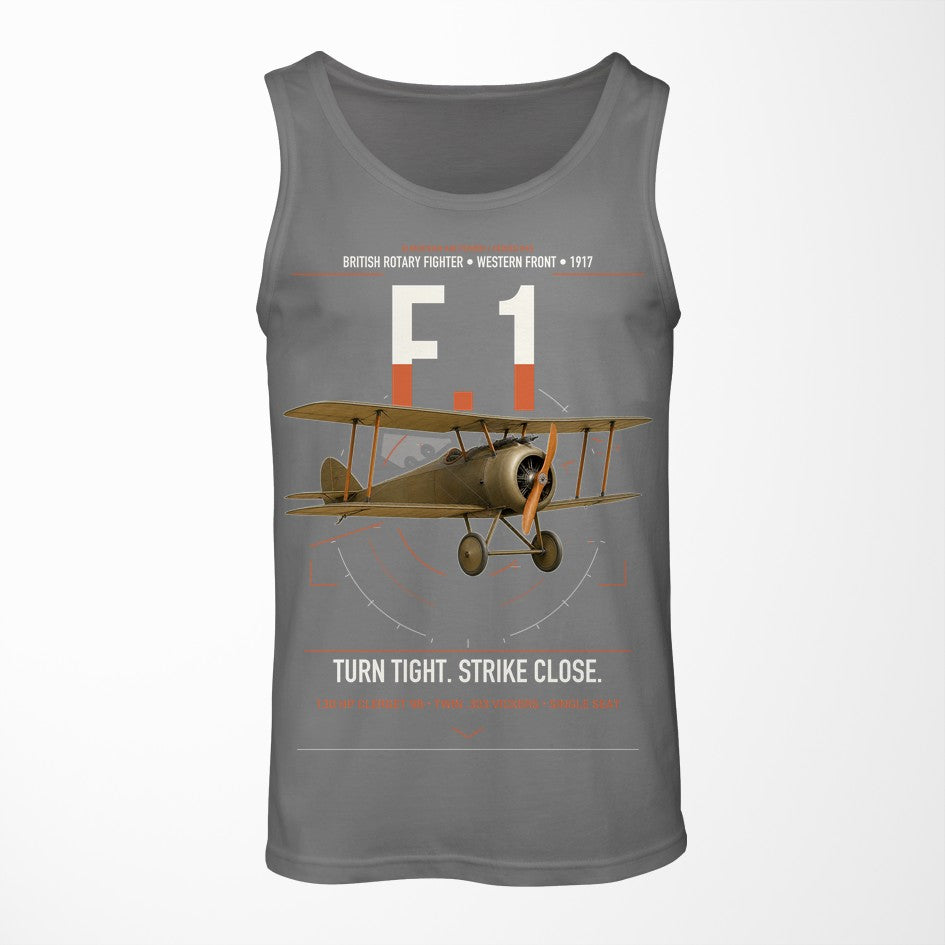 Sopwith Camel F.1 design on gray tank top