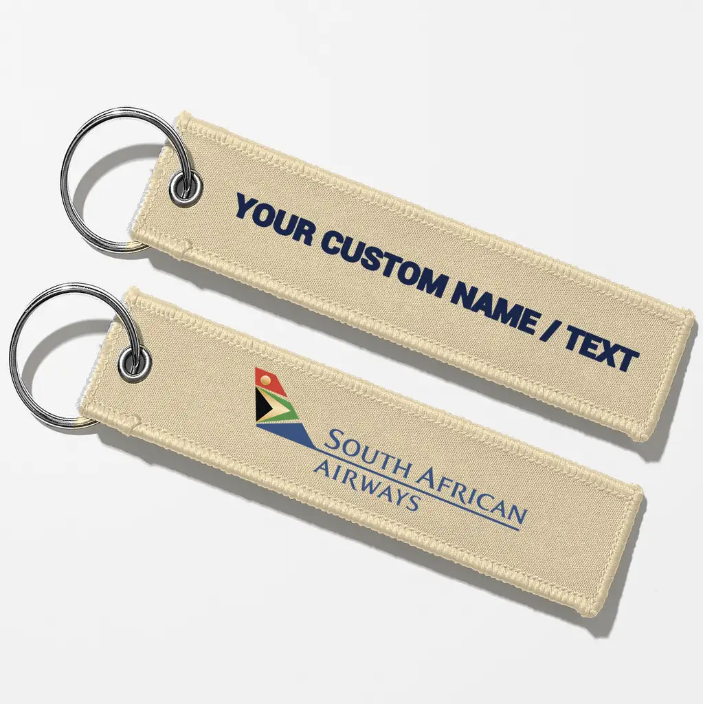 South African Airways Crew & Staff Tag Key Chains - Beige - Personalized