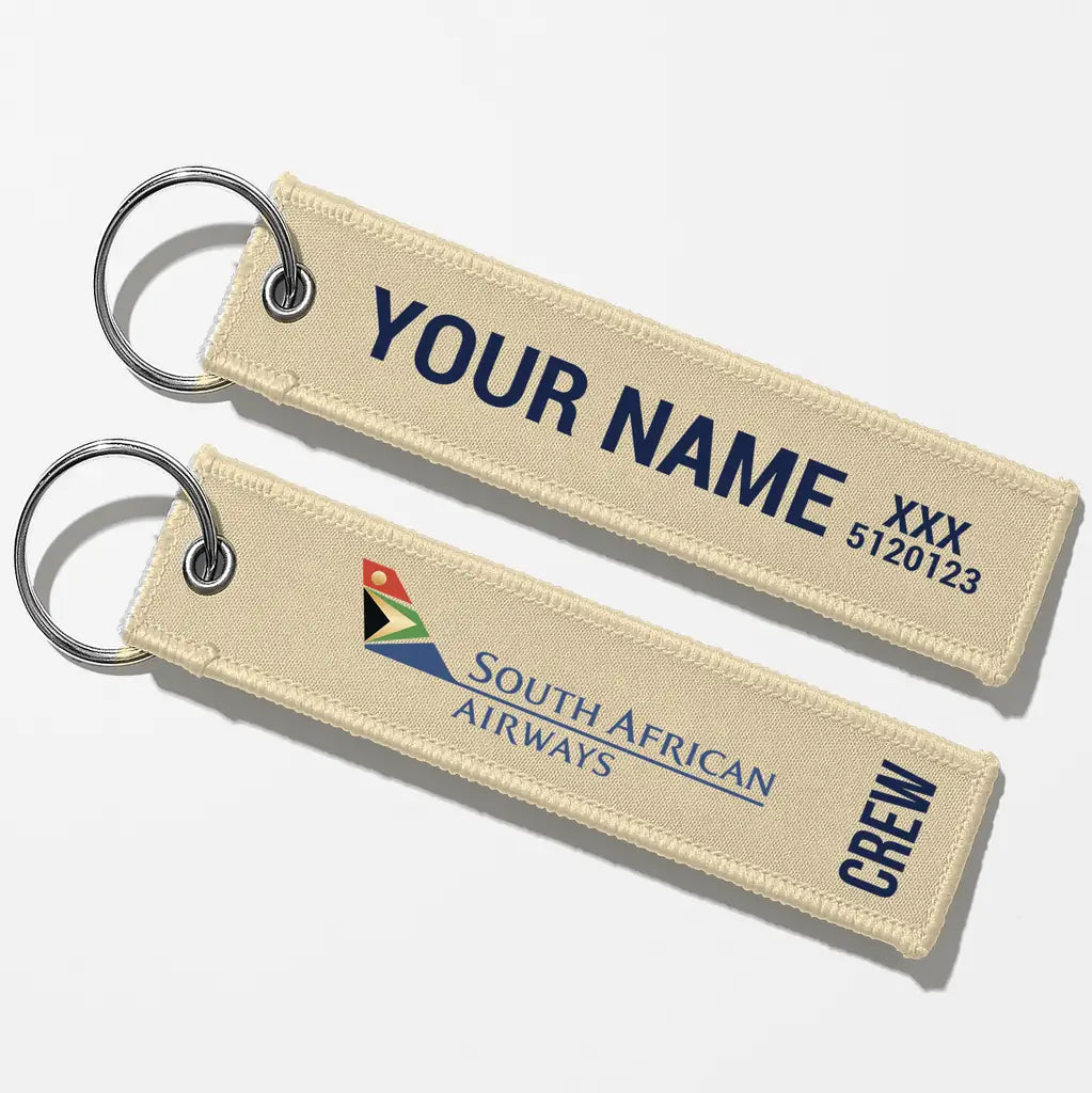 South African Airways Crew & Staff Tag Key Chains - Beige - Crew + Name