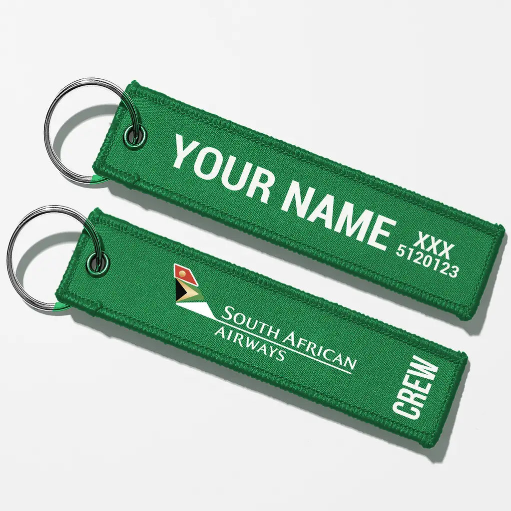 South African Airways Crew & Staff Tag Key Chains - Green - Crew + Name