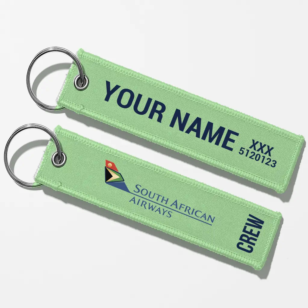 South African Airways Crew & Staff Tag Key Chains - Light Green - Crew + Name