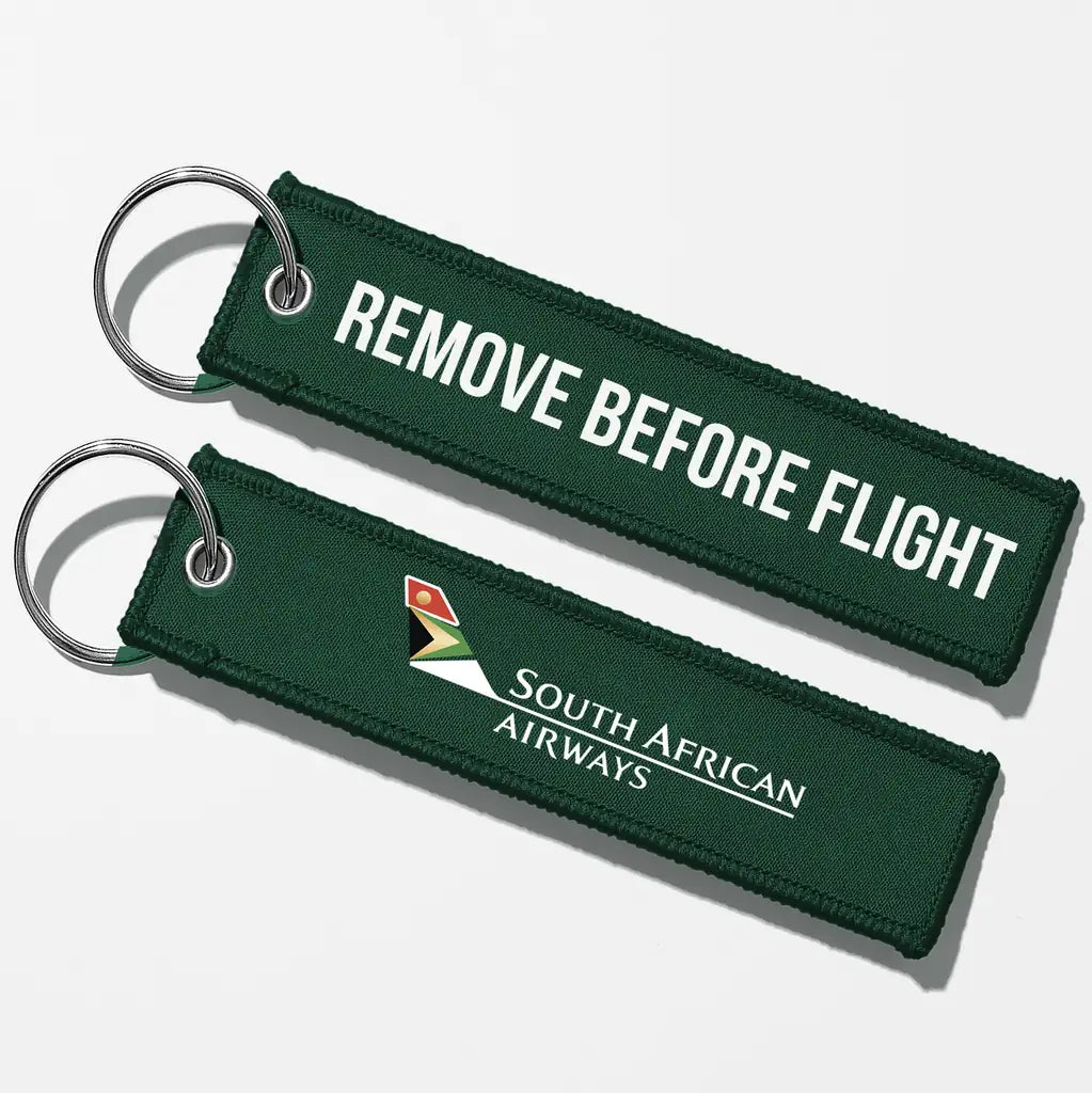 South African Airways Crew & Staff Tag Key Chains - Dark Green - Remove Before Flight