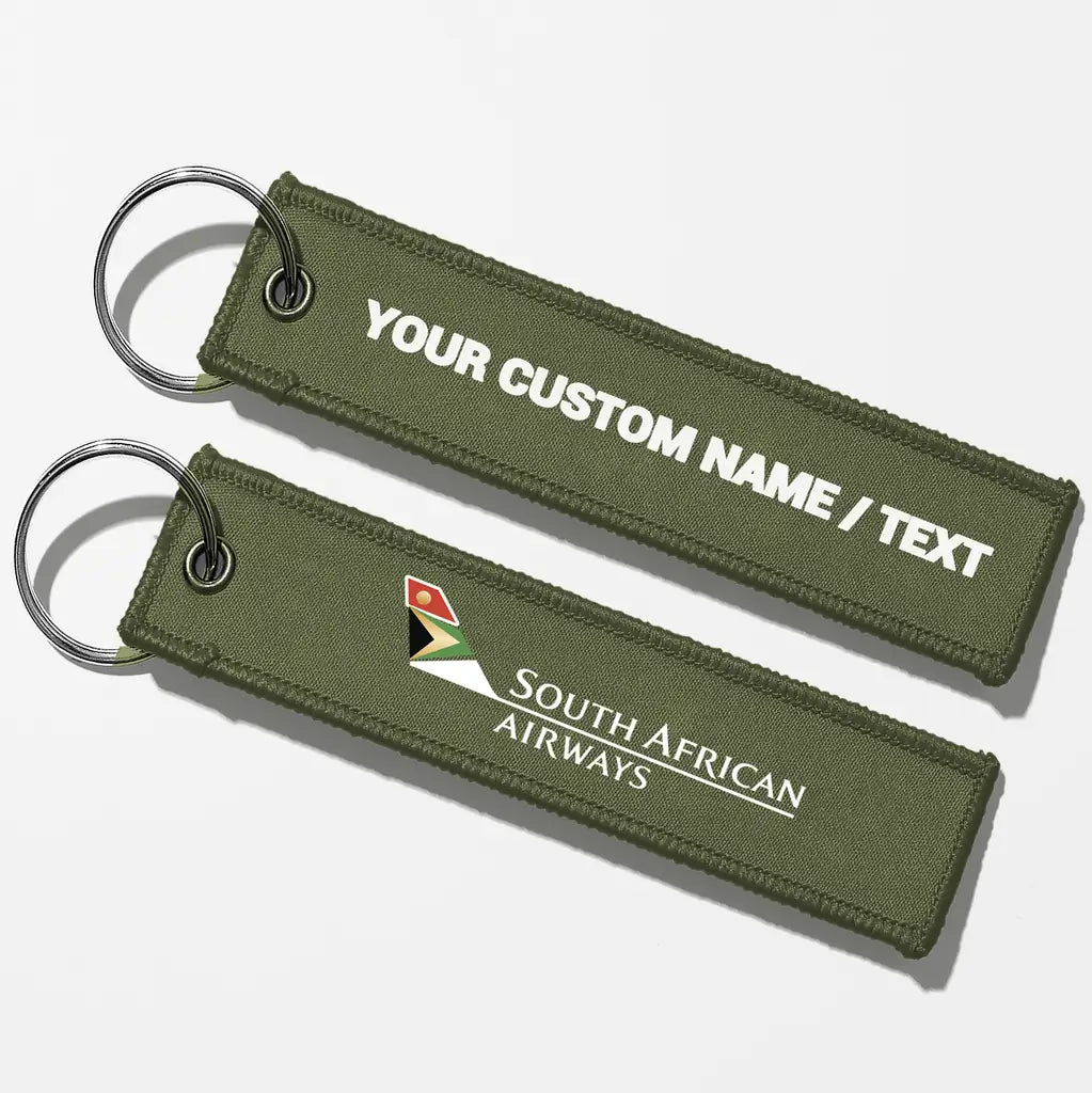 South African Airways Crew & Staff Tag Key Chains - Green Army - Personalized
