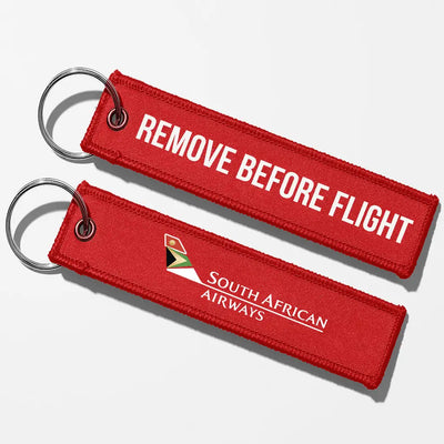 South African Airways Crew & Staff Tag Key Chains - Red - Remove Before Flight