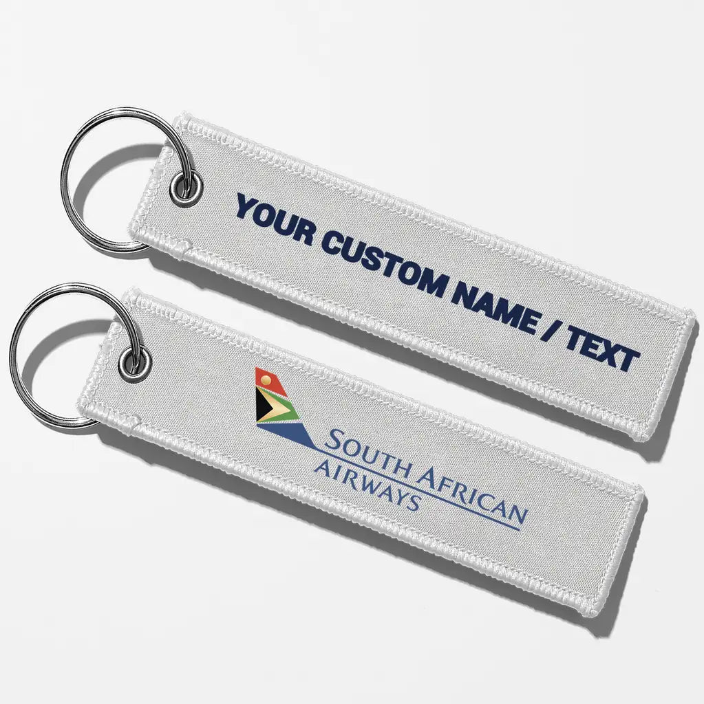 South African Airways Crew & Staff Tag Key Chains - White - Personalized
