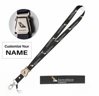 Thumbnail for South African Airways seat belt lanyard - black with name