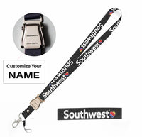 Thumbnail for Southwest Airlines seat belt lanyard - black with name