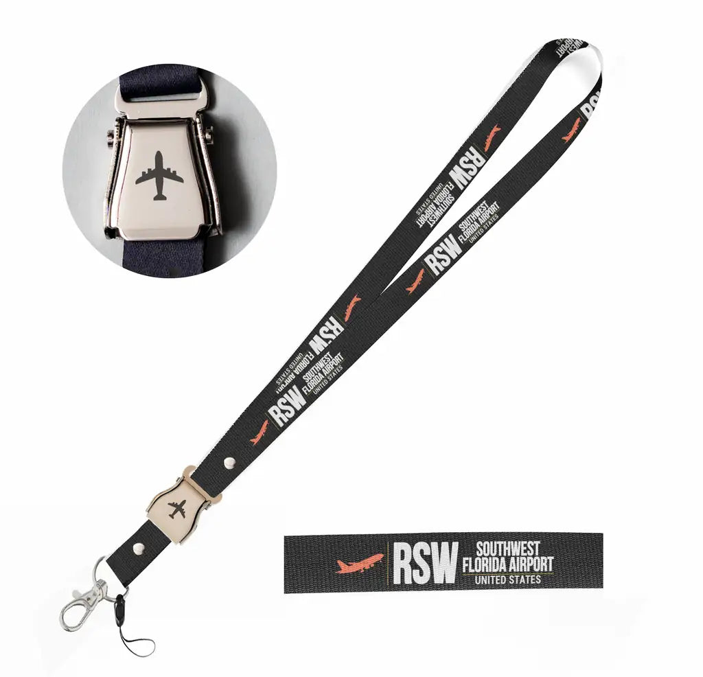 Southwest Florida International Airport (RSW) seat belt lanyard - black