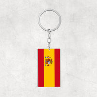 Thumbnail for Spain Flag Designed Stainless Steel Flag Key Chains (Double Side)