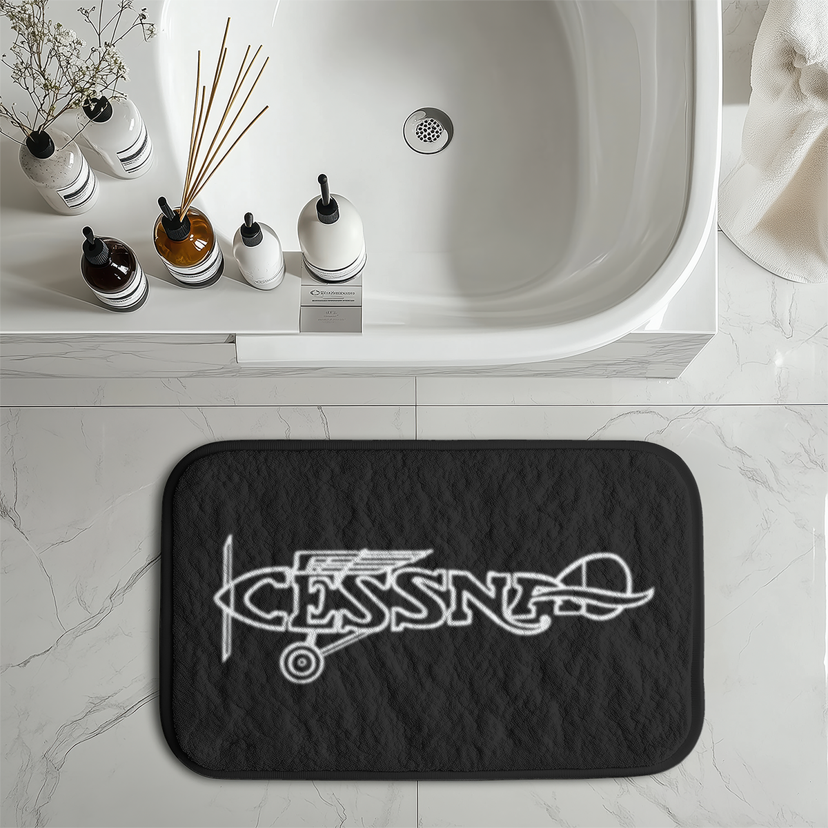 Special Cessna Text Designed Bath Mats
