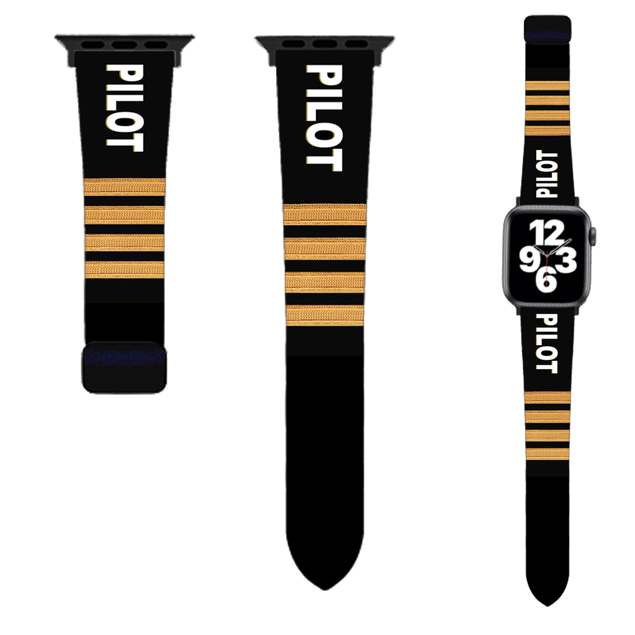 Special Edition Pilot & Stripes Designed Soft Silicone Apple Watch Bands