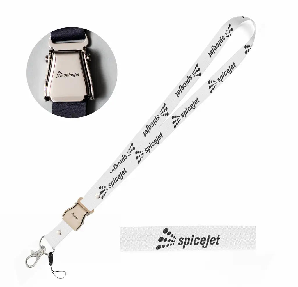 SpiceJet seat belt lanyard - white