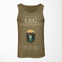 Thumbnail for Spokane International Airport (GEG) design on green army tank top