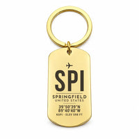 Thumbnail for Springfield Abraham Lincoln Capital Airport SPI - Key Chain - Original Design - Gold