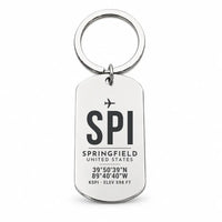 Thumbnail for Springfield Abraham Lincoln Capital Airport SPI - Key Chain - Original Design - Silver
