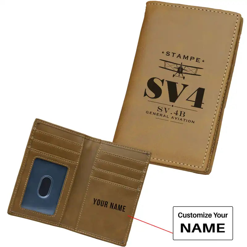 Stampe SV.4B Leather Wallets - Card Holder Wallet - Light - Heritage + Name