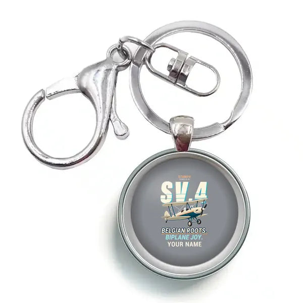 Stampe SV.4B - Cartoon + Name - Circle Key Chain - Gray
