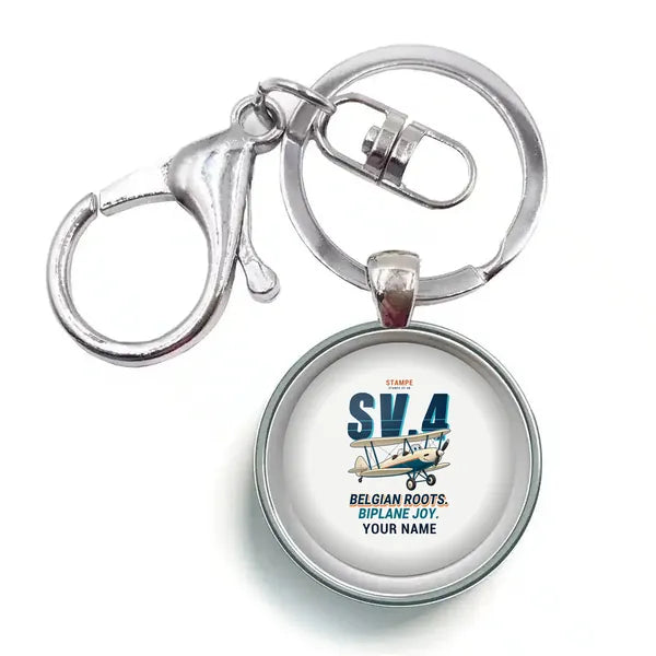Stampe SV.4B - Cartoon + Name - Circle Key Chain - White