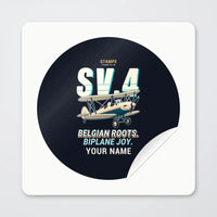Thumbnail for Stampe SV.4B - Cartoon + Name - Circle Sticker - Peel