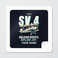 Thumbnail for Stampe SV.4B - Cartoon + Name - Square Sticker - Peel
