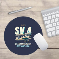 Thumbnail for Stampe SV.4B - Cartoon - Round Mouse Pad - Navy Blue