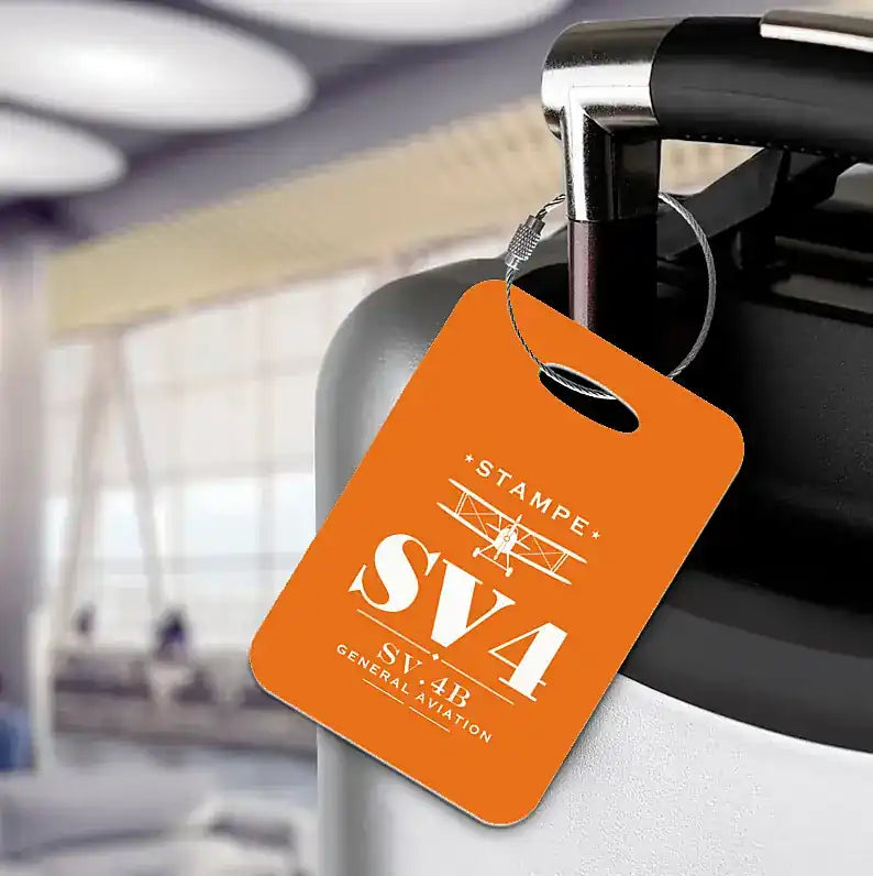 Stampe SV.4B - Heritage - Luggage Tag - Orange