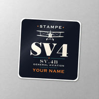 Thumbnail for Stampe SV.4B - Heritage + Name - Square Sticker - Close-up