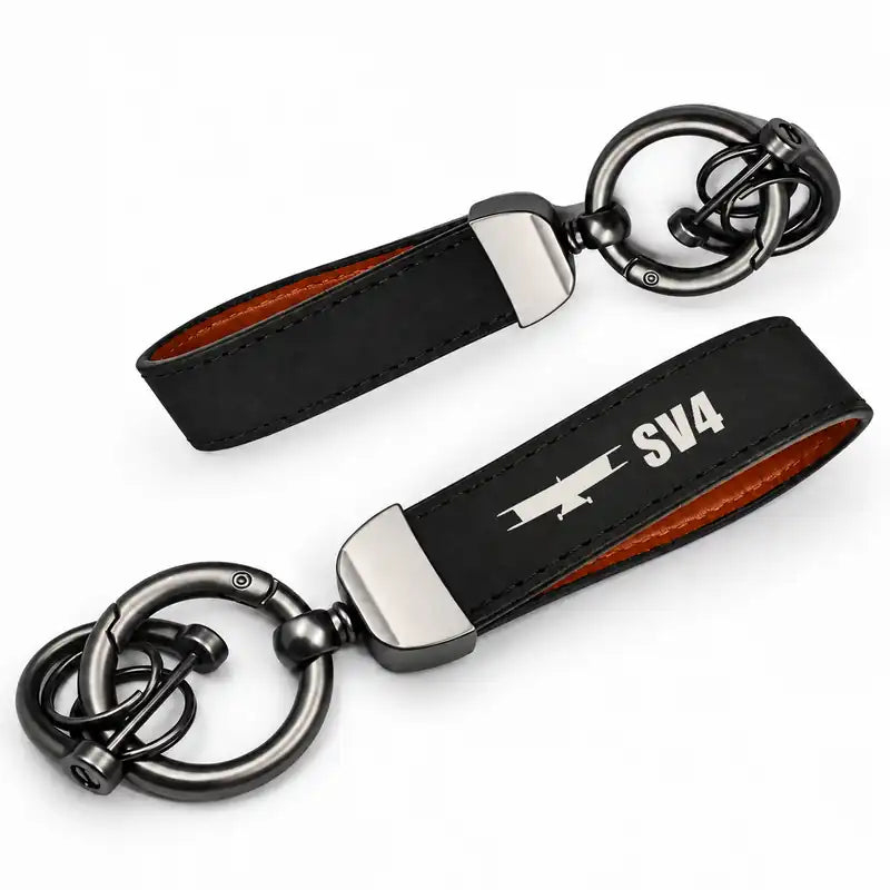 Stampe SV.4B - Leather Key Chain - Horseshoe Buckle - Heritage - Black