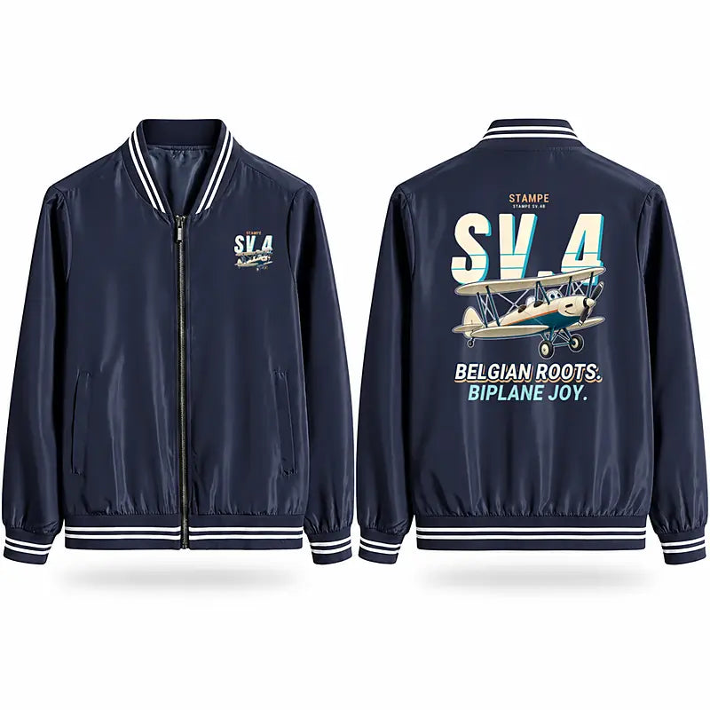 Stampe SV.4B Stylish Jackets - Baseball Collar - Cartoon - Navy Blue