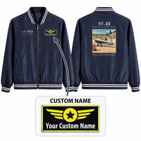 Thumbnail for Stampe SV.4B Stylish Jackets - Baseball Collar - Poster + Name - Navy Blue