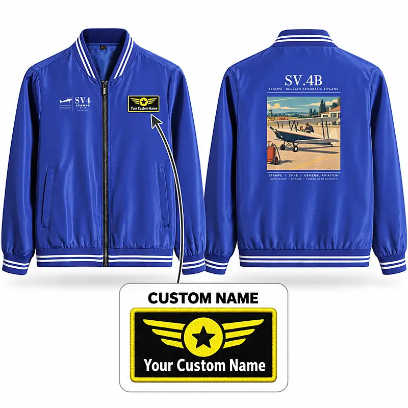 Stampe SV.4B Stylish Jackets - Baseball Collar - Poster + Name - Royal Blue