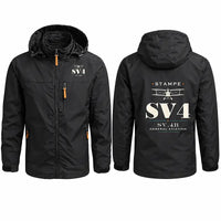 Thumbnail for Stampe SV.4B Stylish Jackets - Hooded Windbreaker - Heritage - Black