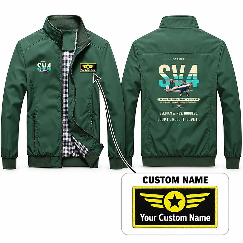 Stampe SV.4B Stylish Jackets - Stand Collar - Original + Name - Green