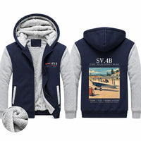 Thumbnail for Stampe SV.4B Zipped Sweatshirts - Poster - Navy & Gray