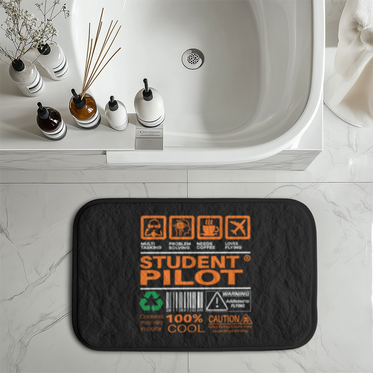 Student Pilot Label Designed Bath Mats