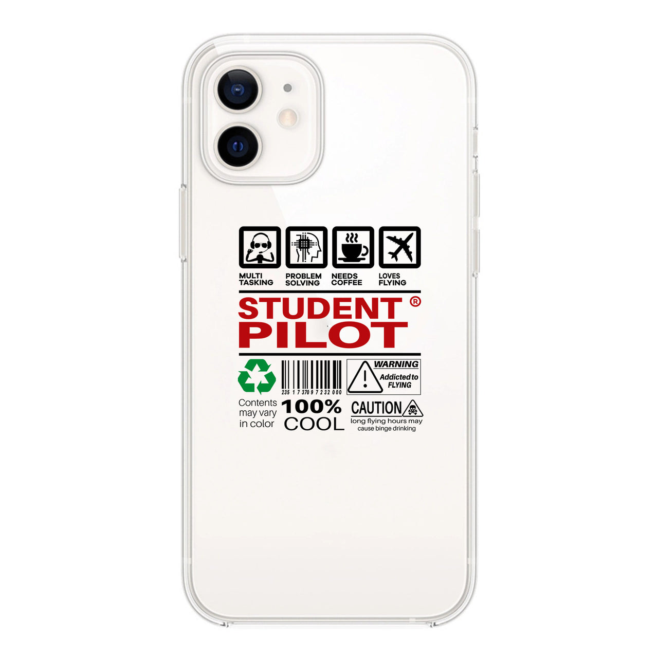 Student Pilot Label Designed Transparent Silicone iPhone Cases