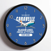 Thumbnail for Sud Aviation Caravelle III - Cartoon + Name - Framed - Blue
