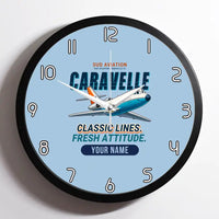 Thumbnail for Sud Aviation Caravelle III - Cartoon + Name - Framed - Light Blue