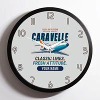 Thumbnail for Sud Aviation Caravelle III - Cartoon + Name - Framed - Light Gray